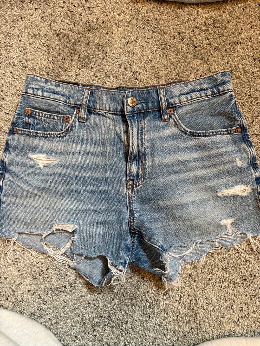 American Eagle Outfitters Light Blue Distressed Denim Shorts